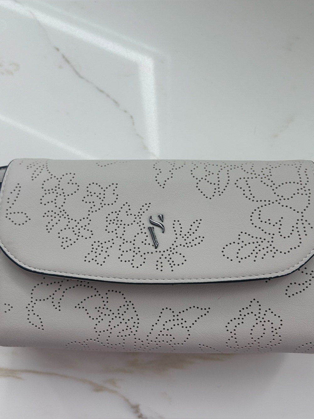 Stylish Women’s Floral Perforated Crossbody Bag - Light Gray